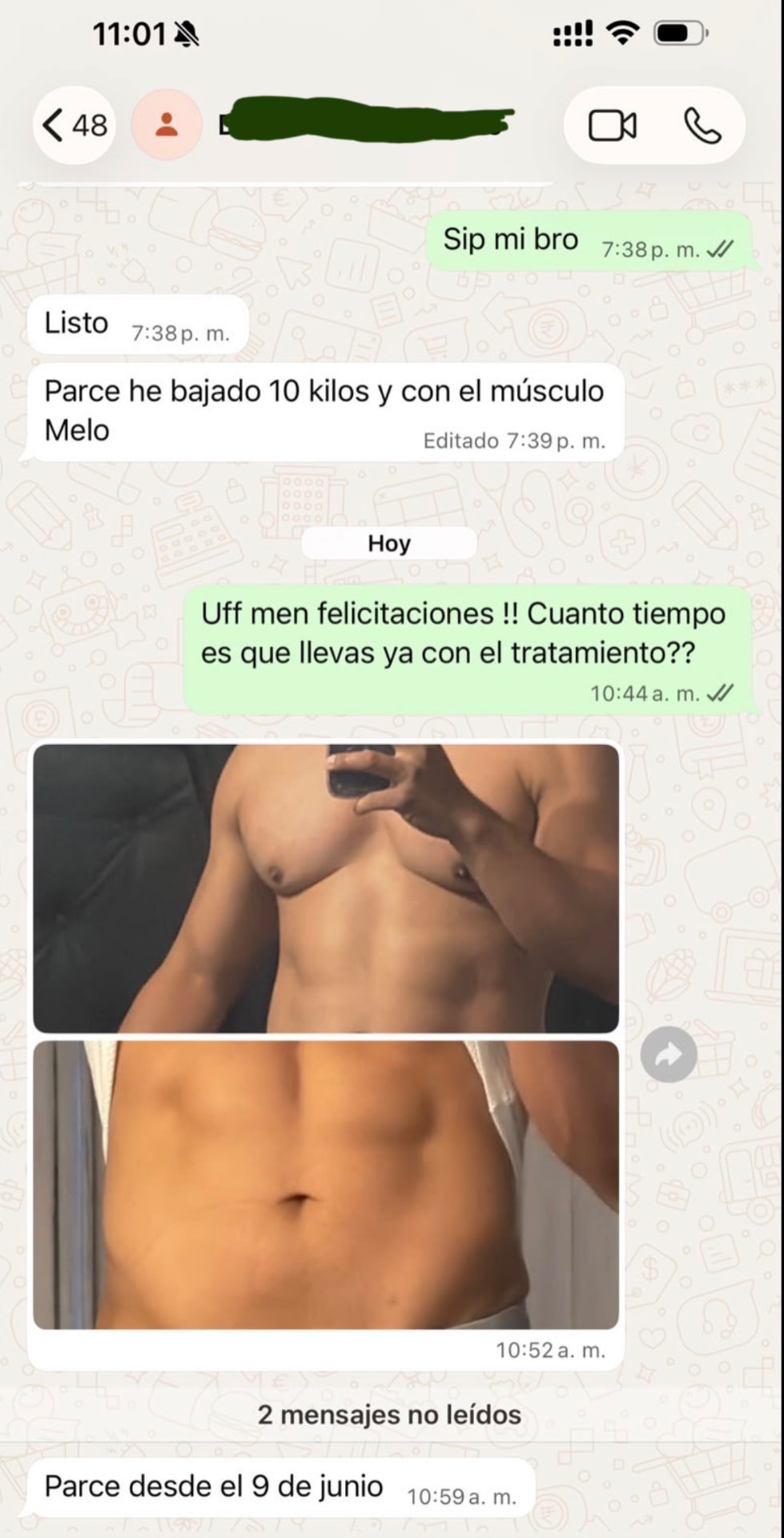 Cliente reporta 10 kilos menos manteniendo músculo