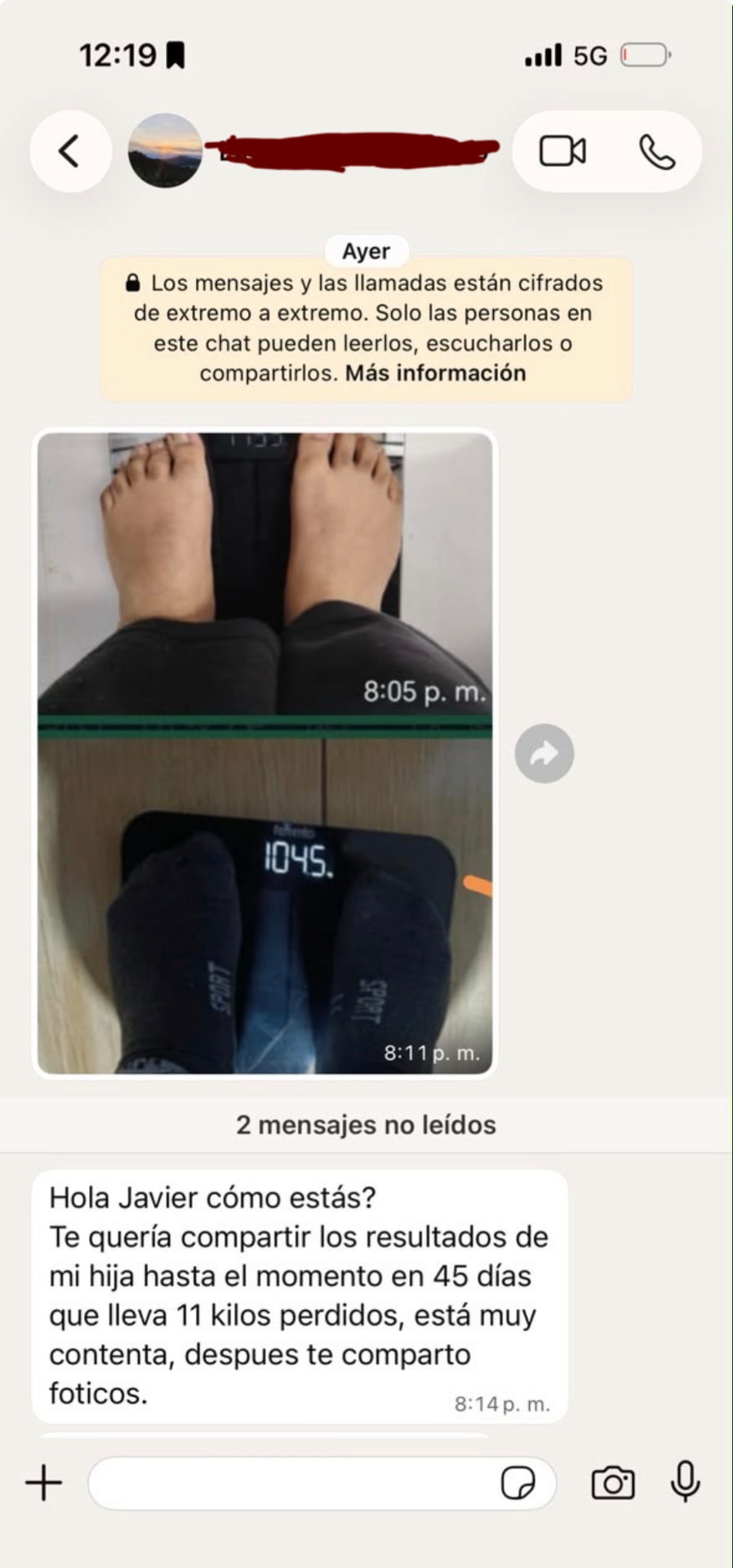 Clienta reporta 11 kilos perdidos en 45 días